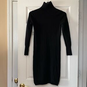Neiman Marcus Classic Black Cashmere Turtleneck Sweater Dress